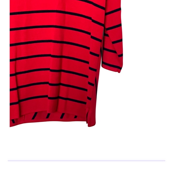 Talbots V-Neck Chevron Bias‎ Stripes Sweater Apple Red Black Size M - Picture 5 of 13